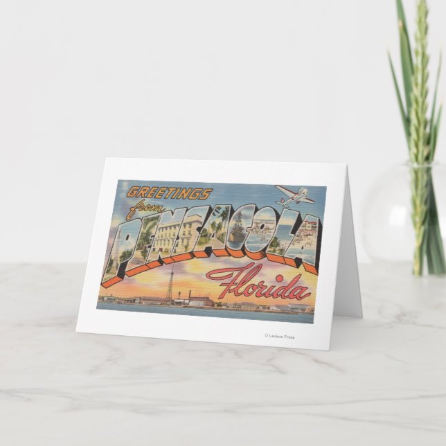Carte Pensacola, Floride - Grandes Lettres Scènes 2 (Devant)