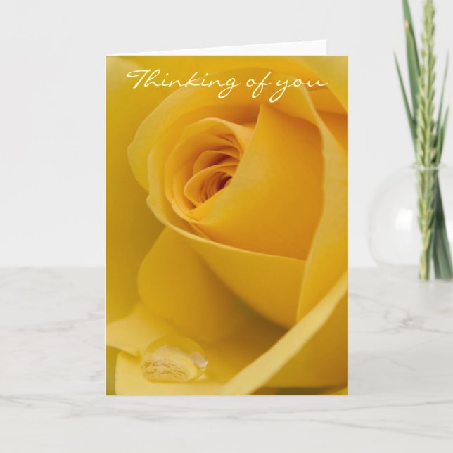 Carte - pensant à vous rose jaune avec la pluie (Devant)