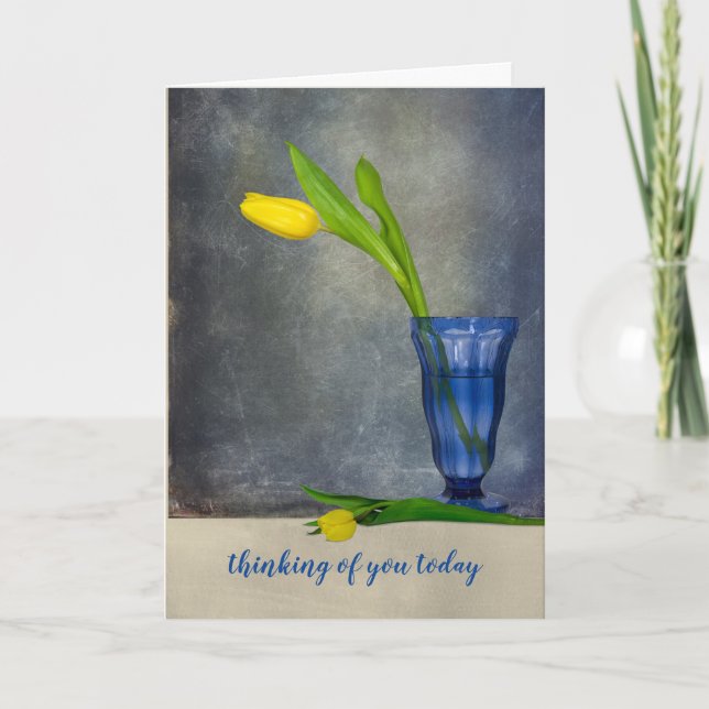 Carte pensée à la tulipe vous-jaune en verre de parfait (Devant)