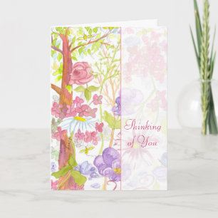 Carte Pensée à vous feuille de pensées de roses de rose