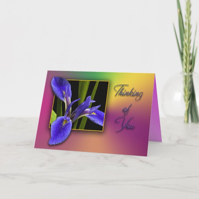 Carte Pensée à vous iris bleu (Devant)