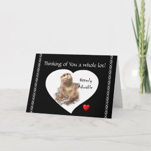 Carte Pensée à vous loutre drôle d'aquarelle d'Otterly