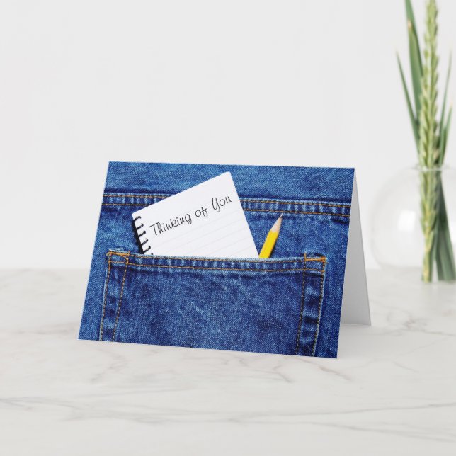 Carte Pensée à vous poches de denim (Devant)