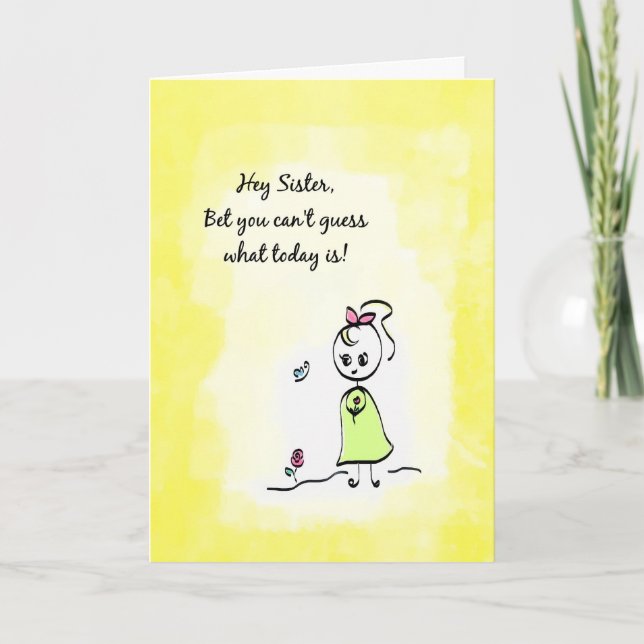 Carte Pensée mignonne à vous jour de soeur avec la (Devant)