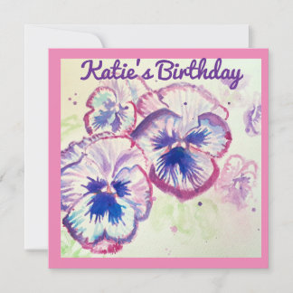 Carte Pensée Pensées Fleur Violette Florale Rose