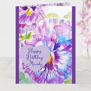 Carte Pensée Pensées Fleur Violette Nom de Fille Anniver