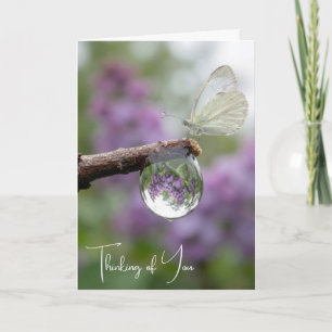 Carte Pensée pour Vous Lilas se Reflétant dans une Goutt