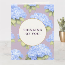 Carte Pensées pour toi | Fleurs de Hortensia Bleu