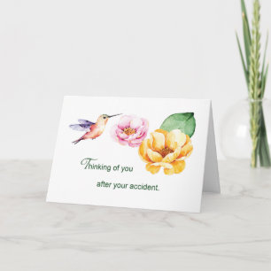 Carte Penser à l'accident de vous Fleurs et Colibri