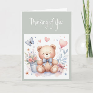 Carte Penser à toi mignon Teddy Bear Love