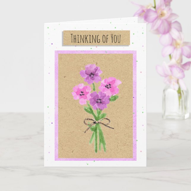 Carte Penser à vos fleurs d'aquarelle (Orchidée)