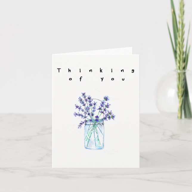 Carte Penser à votre aquarelle fleur de lylac (Devant)