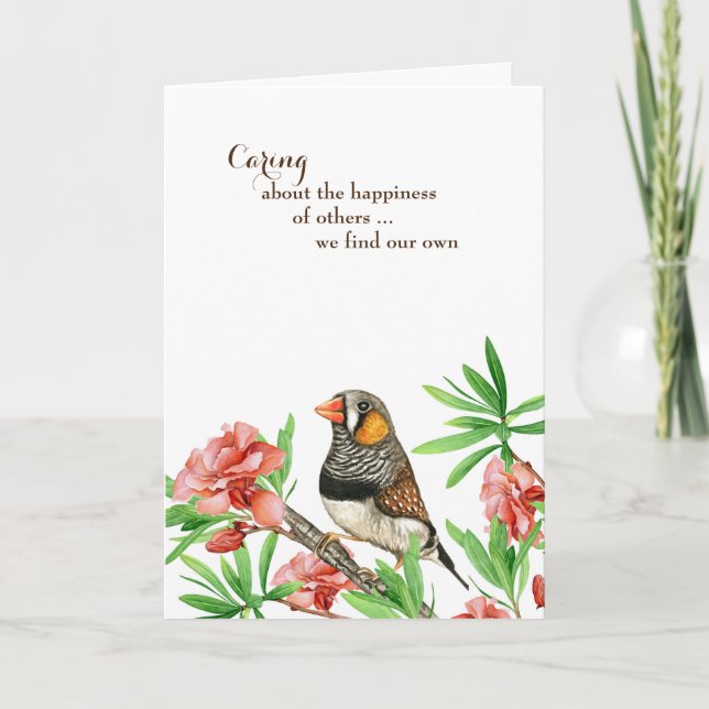Carte penser à votre oiseau avec une citation (Devant)