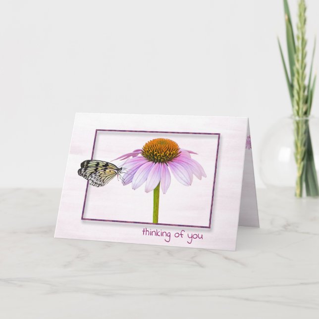 Carte Penser à votre papillon sur la fleur de cône (Devant)