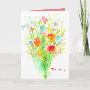 Carte Penser À Vous Ami Fleur sauvage Bouquet