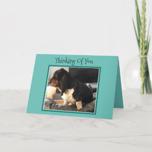 Carte "Penser À Vous" Avec Basset Cute Hound