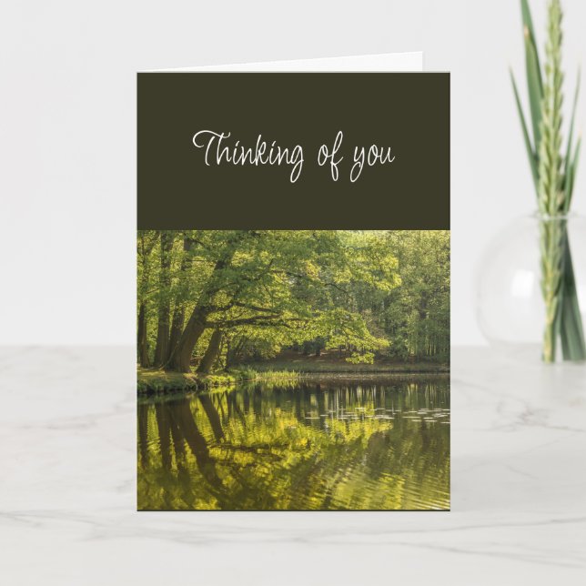 Carte Penser à vous Belle forêt d'arbres d'eau d'étang (Devant)