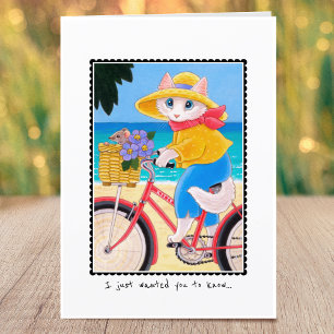 Carte Penser à vous Chat & Souris Bicyclette sur mesure 