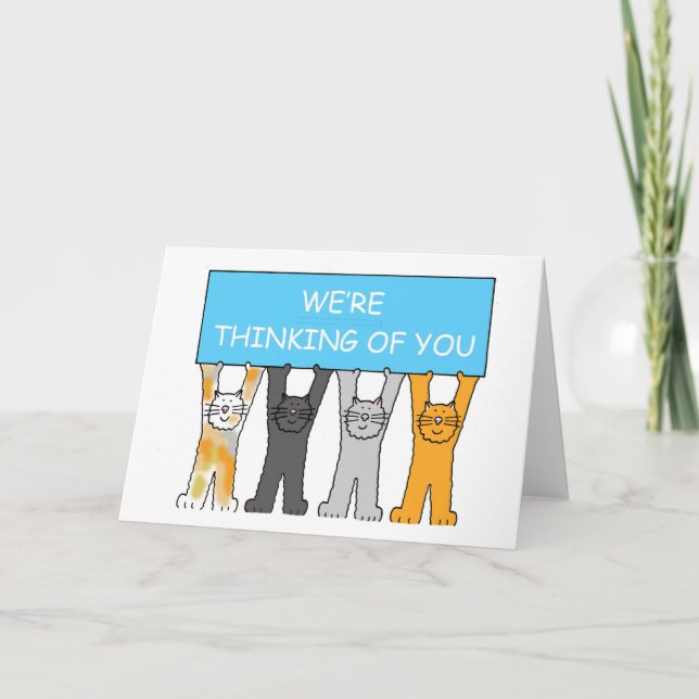 Carte Penser à vous chats de dessin (Devant)