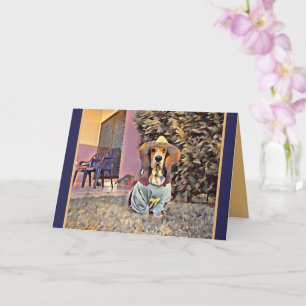 Carte Penser À Vous - Chien Portant Un Casquette Soleil