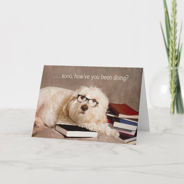 Carte PENSER À VOUS - Chien Studieux dans les lunettes d (Devant)