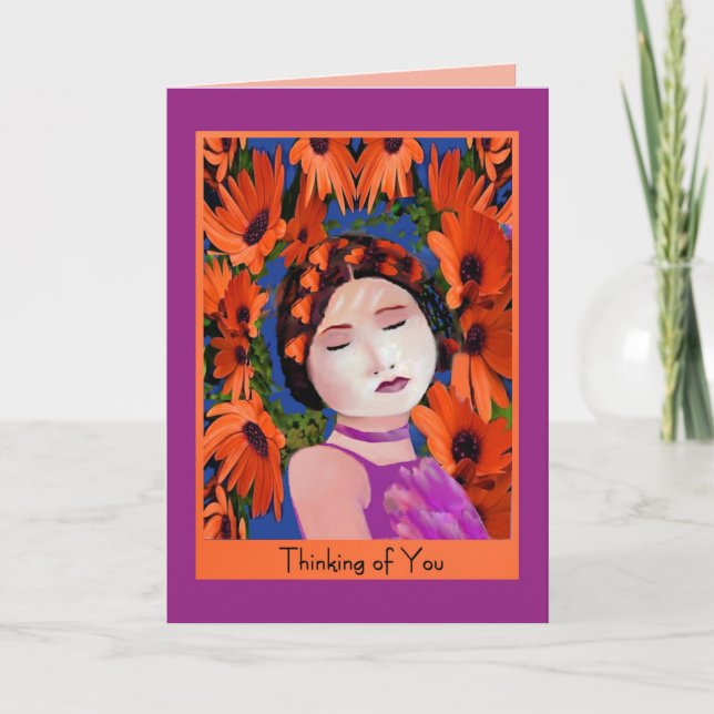 Carte Penser à vous dans une belle couleur (Devant)