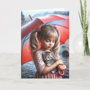 Carte Penser À Vous Fille Avec Kitten