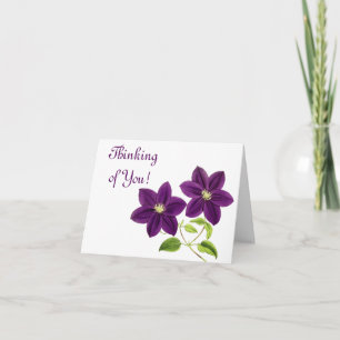 Carte Penser à vous - Fleur pourpre