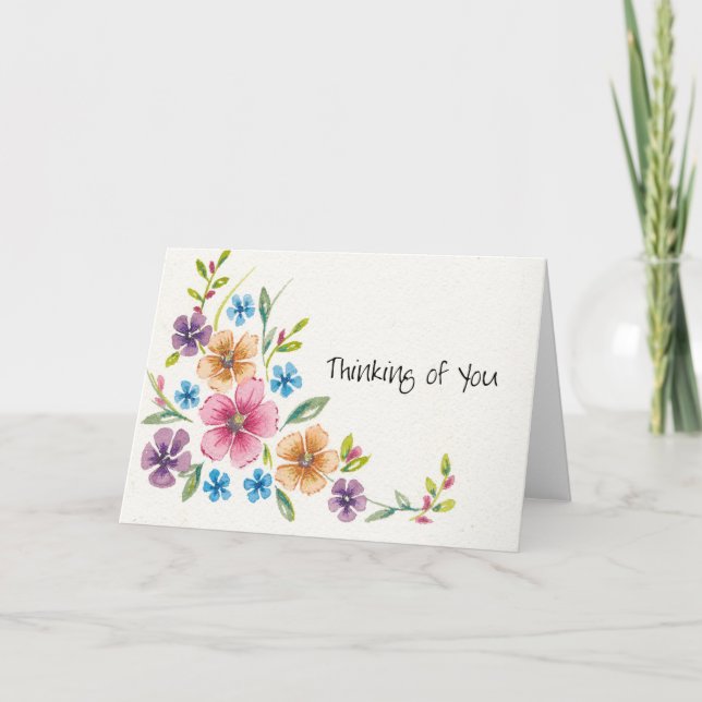 Carte Penser à vous fleurs vierge de marguerite joyeuse (Devant)