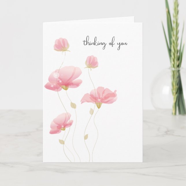 Carte Penser À Vous Floral Rose (Devant)