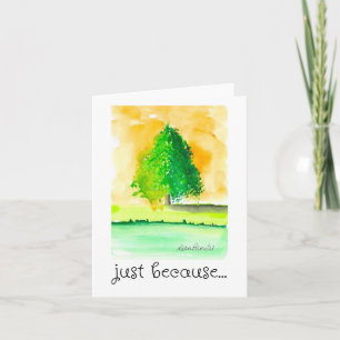 Carte Penser à vous, juste parce que, Folk Art aquarelle