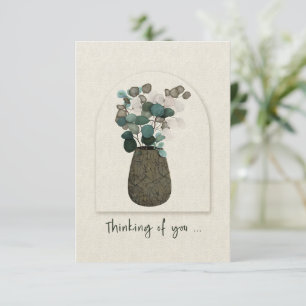 Carte Penser à vous l'argent Dollar Eucalyptus en Vase