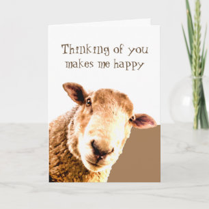 Carte Penser à vous me fait sourire Drôle docteur Sheep