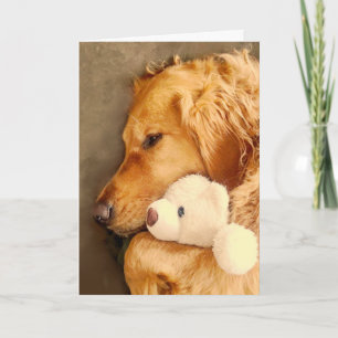 Carte Penser à vous mignon Golden Retriever chien animal