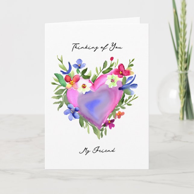 Carte Penser à vous Mon ami | Joli floral (Devant)