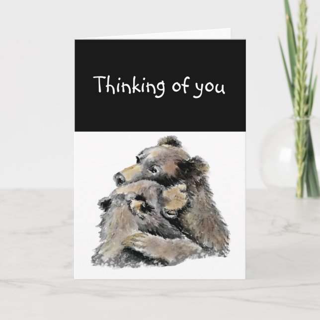 Carte Penser à vous, Ours Hug Animal Quelqu'un s'en souc (Devant)