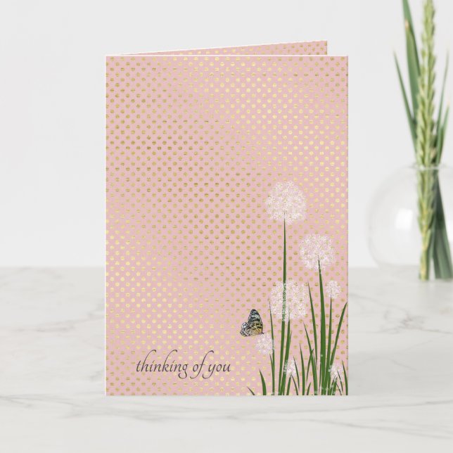 Carte penser à vous papillon sur fleur bouffée (Devant)
