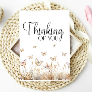 Carte Penser à vous papillons Fleur sauvage Floral Card
