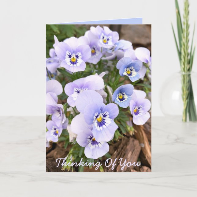 Carte Penser à vous Pastel Pansies violettes Photo perso (Devant)
