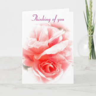 Carte Penser à vous Rose unique