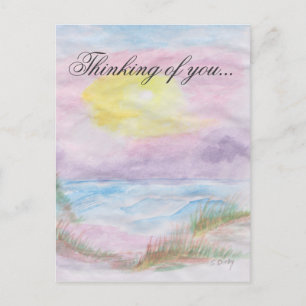 Carte "Penser à vous" ~ Scène du coucher du soleil