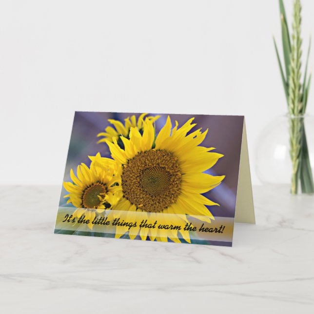 Carte Penser À Vous Tournesols Gros Plan Photo (Devant)