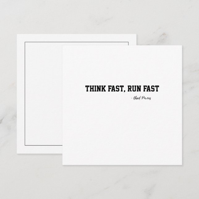 Carte Penser Fast Run Sport Football Motivation (Devant / Derrière)
