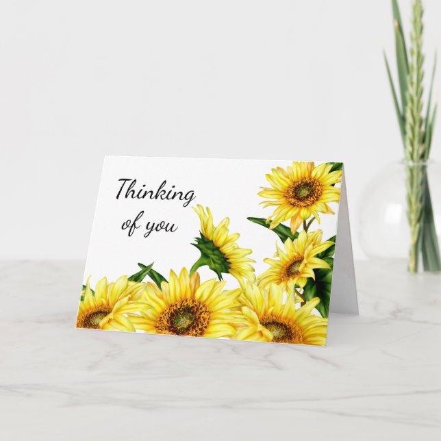 Carte Pensez à votre Citation de tournesol inspirante (Devant)