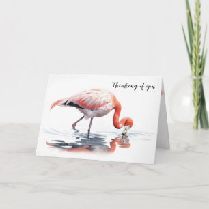 Carte Pensez à votre Flamant rose