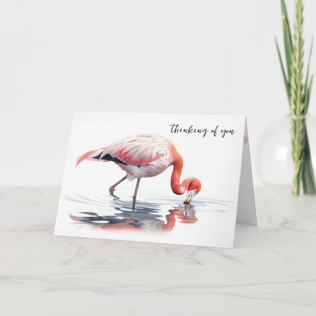 Carte Pensez à votre Flamant rose (Devant)