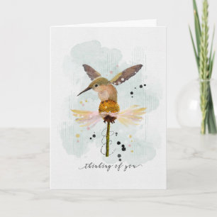 Carte Pensez à vous Aquarelle Colibri