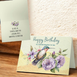 Carte Pensez à vous Colibri & Floral Custom