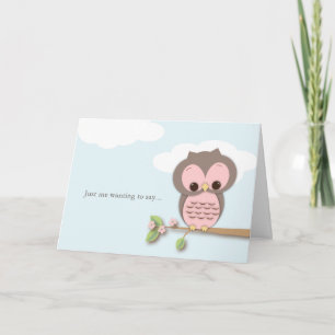 Carte Pensez à vous Little Hello Pink Owl Card
