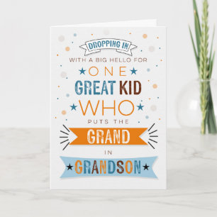 Carte Pensez à vous pour Young Grandson Blue